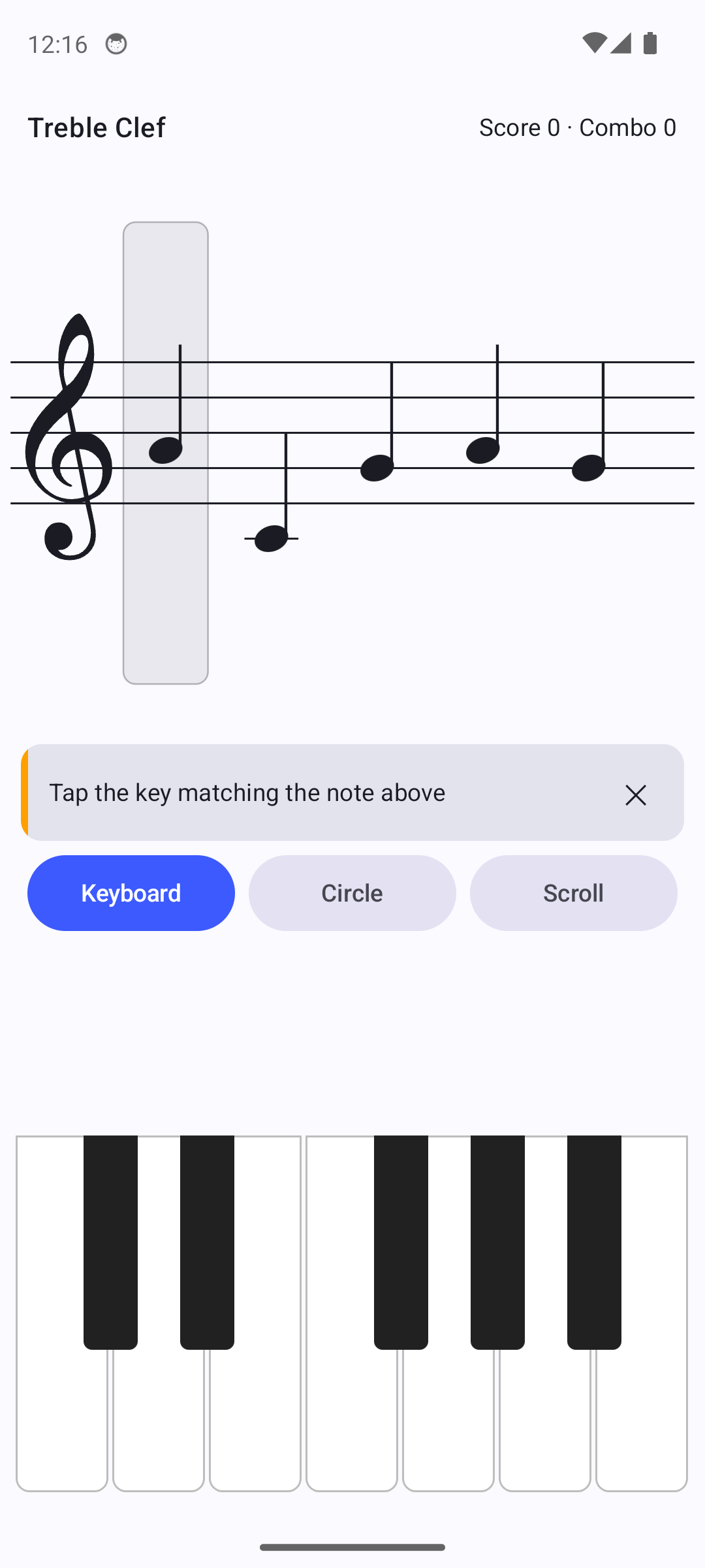 Sight Reader screenshot: reading practice