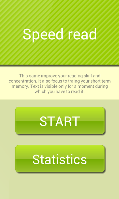 Speed Reading Game screen